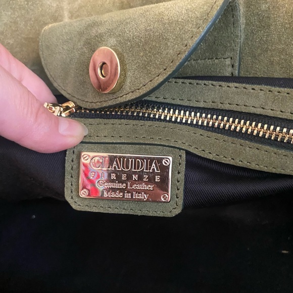 Claudia Firenze Olive Suede Satchel - Picture 6 of 7